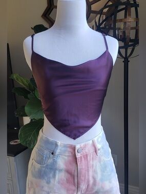 Women's cow neck zip back Cami Top - Plum
